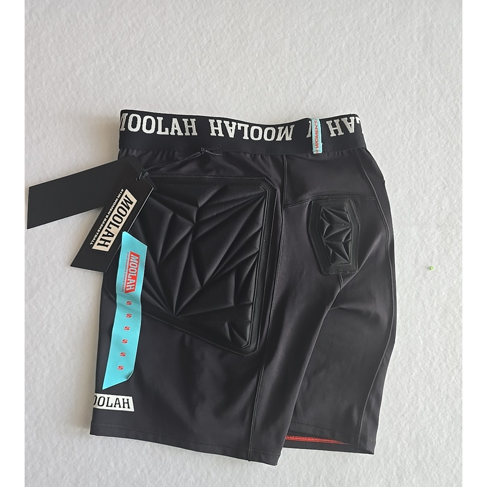 Moolah Womens Solid Black Padded Athletic Compression Shorts -Size S 6mm Padding